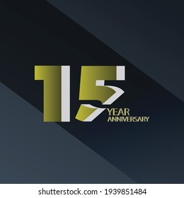 15 Years Anniversary Celebration Gold Black Background Color Vector Template Design Illustration