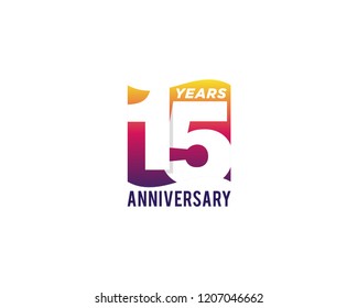 15 Years Anniversary Celebration Icon Vector Logo Design Template. Gradient Flag Style.