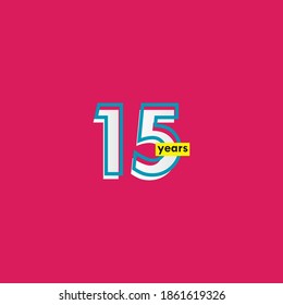 15 Years Anniversary Celebration Line Vector Template Design Illustration