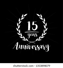 15 years anniversary celebration logo. Anniversary watercolor design template. Vector and illustration.