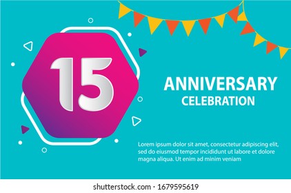 15 years anniversary celebration logo vector template design