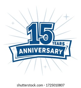 15 years anniversary celebration logo. 15th design template. Vector and illustration.