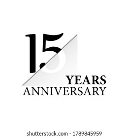 15 years anniversary celebration logo design. black cut style isolated