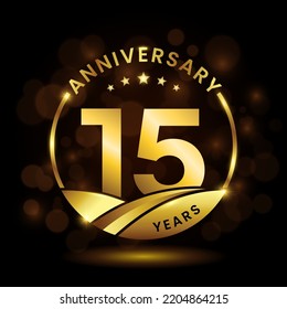 15 years anniversary, Anniversary celebration logo design. vector template illustration