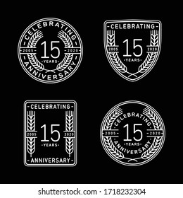 15 years anniversary celebration logotype. 15th anniversary logo collection. Set of anniversary design template. Vector and illustration.