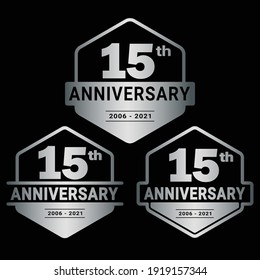 15 years anniversary celebration logotype. 15th anniversary logo collection. Set of anniversary design template. Vector and illustration.
