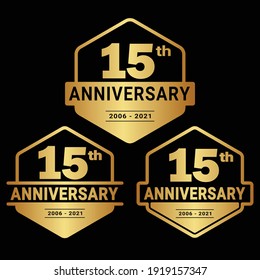 15 years anniversary celebration logotype. 15th anniversary logo collection. Set of anniversary design template. Vector and illustration.
