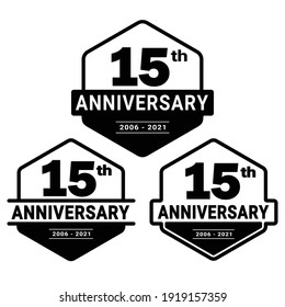 15 years anniversary celebration logotype. 15th anniversary logo collection. Set of anniversary design template. Vector and illustration.
