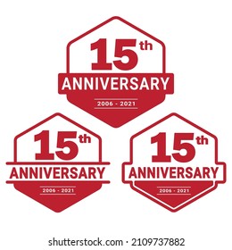 15 years anniversary celebration logotype. 15th anniversary logo collection. Set of anniversary design template. Vector and illustration.