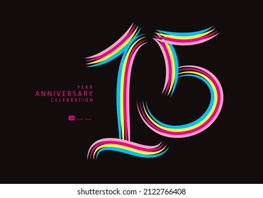 15 years anniversary celebration logotype colorful line vector, 15th birthday logo, 15 number, Banner template, vector design template elements for invitation card, poster, t-shirt design