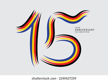 15 years anniversary celebration logotype colorful line vector, 15th birthday logo, 15 number, Banner template, vector design template elements for invitation card and poster. number design vector