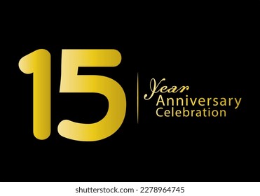 15 years anniversary celebration logotype gold color vector, 15th birthday logo, 15 number, anniversary year banner, anniversary design elements for invitation card and poster. number design vector