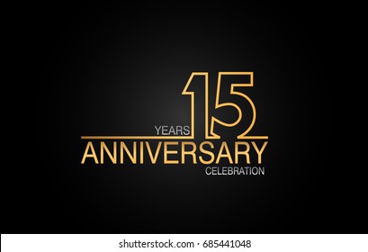 15 years anniversary celebration logotype. anniversary logo with golden and silver color isolated on black background, vector design for celebration, invitation card, and greeting card