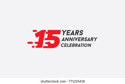 15 Years Anniversary Celebration Logotype vector illustration with red splash number isolated on white background