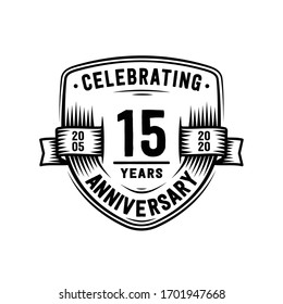 15 years anniversary celebration shield design template. 15th anniversary logo. Vector and illustration.
