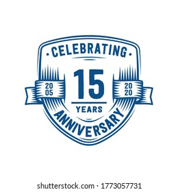 15 years anniversary celebration shield design template. 15th anniversary logo. Vector and illustration.