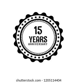 15 years anniversary celebration simple logo. vintage logo, 15 year sign, jubilee, greeting card.
