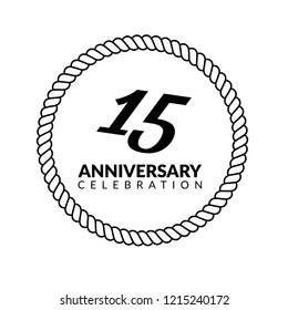 15 years anniversary celebration simple emblem, label, badge, logo, icon. vintage logo, 15 year sign, jubilee, greeting card