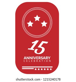 15 years anniversary celebration simple emblem, label, badge, logo, icon. vintage logo, 15 year sign, jubilee, greeting card