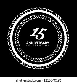 15 years anniversary celebration simple emblem, label, badge, logo, icon. vintage logo, 15 year sign, jubilee, greeting card