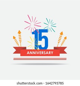 15 Years Anniversary Celebration Vector Template Design Illustration