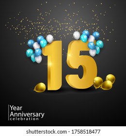 15 Years Anniversary Celebration Vector Template Design Illustration
