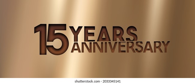 15 years anniversary celebration vector icon, logo. Template design element with gold color number for 15th anniversary card