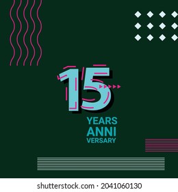 15 Years Anniversary Celebration Vector Template Design Illustration