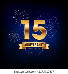 15 Years Anniversary Celebration, Vector Design Illustration Template