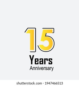 15 Years Anniversary Celebration Yellow Color Vector Template Design Illustration