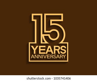 15 years anniversary design line style with square golden color for celebration event