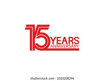 15 years anniversary design with red multiple line style isolated on white background for celebration