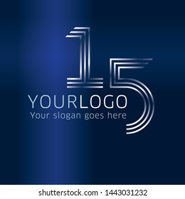 15 years anniversary design template for company logo on blue gradient background for company celebration event.