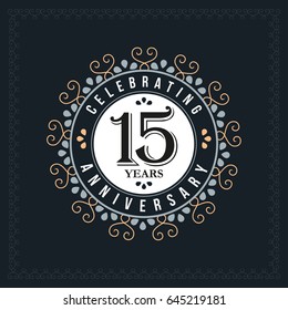 15 years anniversary design template. Vector and illustration. celebration anniversary logo. classic, vintage style