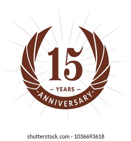 15 years anniversary. Elegant anniversary design.15 years logo.