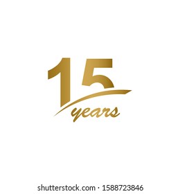 15 Years Anniversary elegant Gold Line Celebration Vector Template Design Illustration
