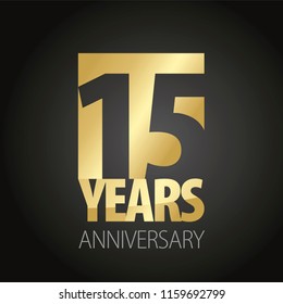 15 Years Anniversary gold black logo icon banner