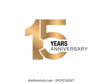 15 years anniversary gold poster.  15 years anniversary gold vector card.  15 year anniversary vector design. 