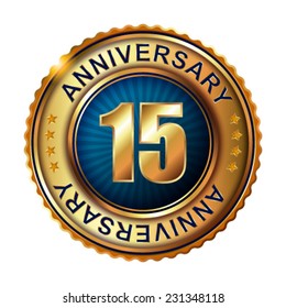 15 Years Anniversary Golden Label Vector Stock Vector (royalty Free 