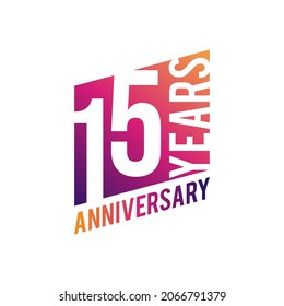 15 Years Anniversary Illustration On White Background Vector Logo Template.