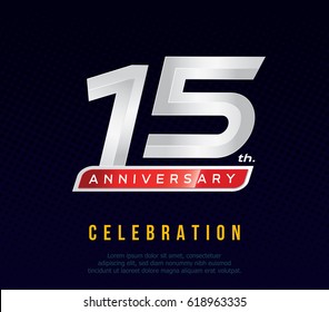 15 years anniversary invitation card, celebration template design, 15th. anniversary logo, dark blue background, vector illustration