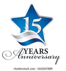 15 years anniversary isolated blue star flag logo icon