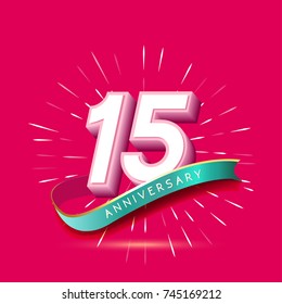 15 years anniversary logo celebration with firework and ribbon