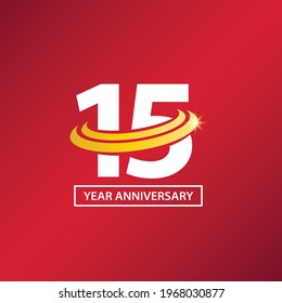 15 Years Anniversary Logo with Circle Swoosh and Starlight Vector