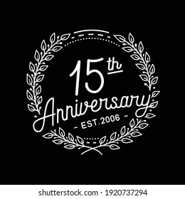 15 years anniversary logo collection. 15th years anniversary celebration hand drawn logotype. Vector and illustration.
