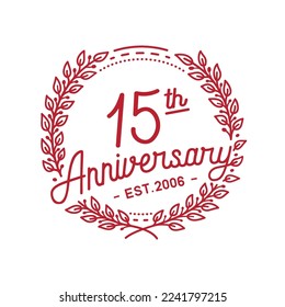 15 years anniversary logo collection. 15th years anniversary celebration hand drawn logotype. Vector and illustration.