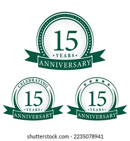 15 years anniversary logo collections. Set of 15th Anniversary logotype template. Vector and illustration.