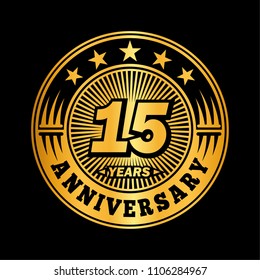 15 years anniversary. Anniversary logo design. Vector and illustration.