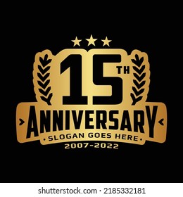 15 years anniversary logo design template. 15th anniversary celebration logotype. Vector and illustration.