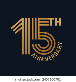 15 years anniversary logo design. 15th anniversary badge design with ribbon. Sign and symbol for celebrating company or business birthday. Company year anniversary template, banner, poster